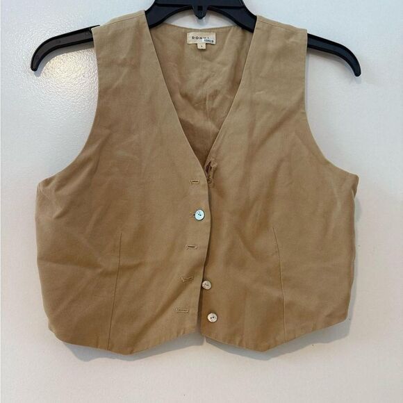 DONNI. Sand Twill Crop Vest - Picture 3 of 7